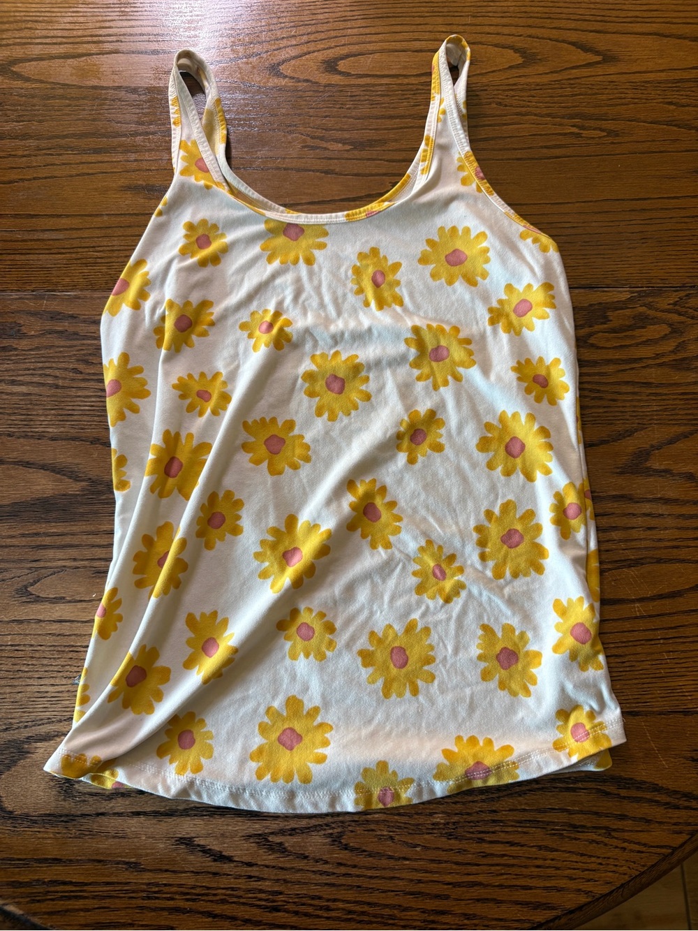 White Floral Tank Top with Yellow Daisies